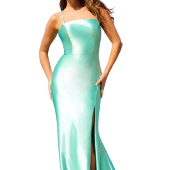 Faviana Dresses & Skirts - NWT Faviana 11050 Stretch Satin Prom Dress Mint Size 4